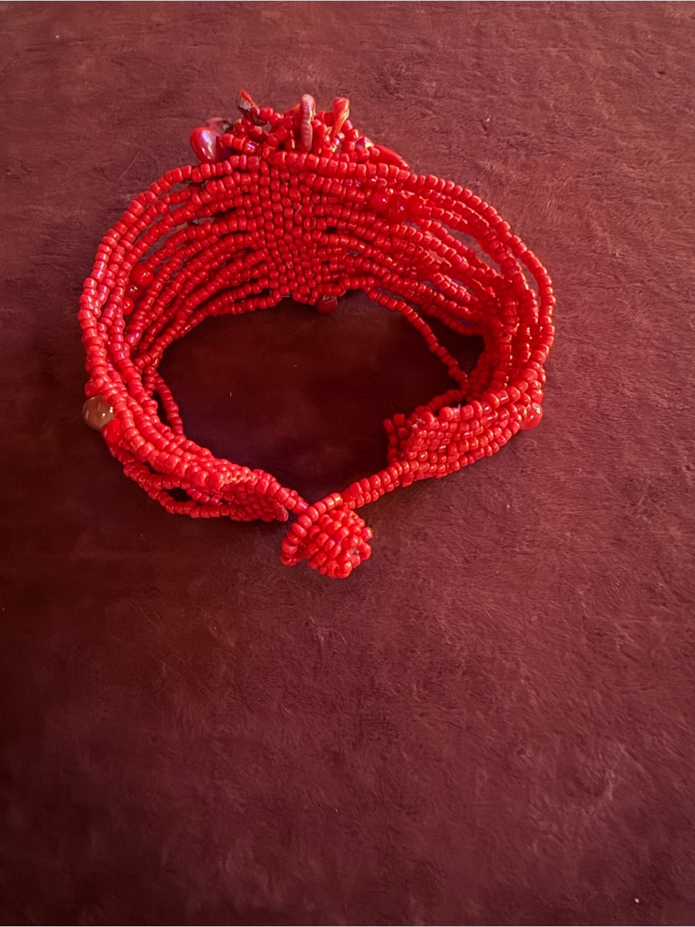 Red Coral & Red Lace Agate Statement Bracelet - Artisan (Costa Rican) - Picture 4 of 5